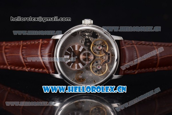 Audemars Piguet Jules Audemars Skeleton Tourbillon Asia ST25 Automatic Steel Case Brown Dial Roman Numeral Markers and Brown Leather Strap - Click Image to Close